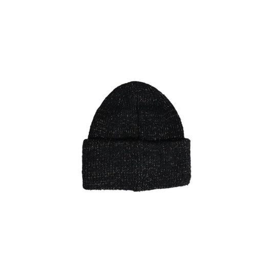 Pieces Black Recycled Polyester Caps Baseball Hat - Black beanie made from recycled polyester with metallic fibers for winter wear.