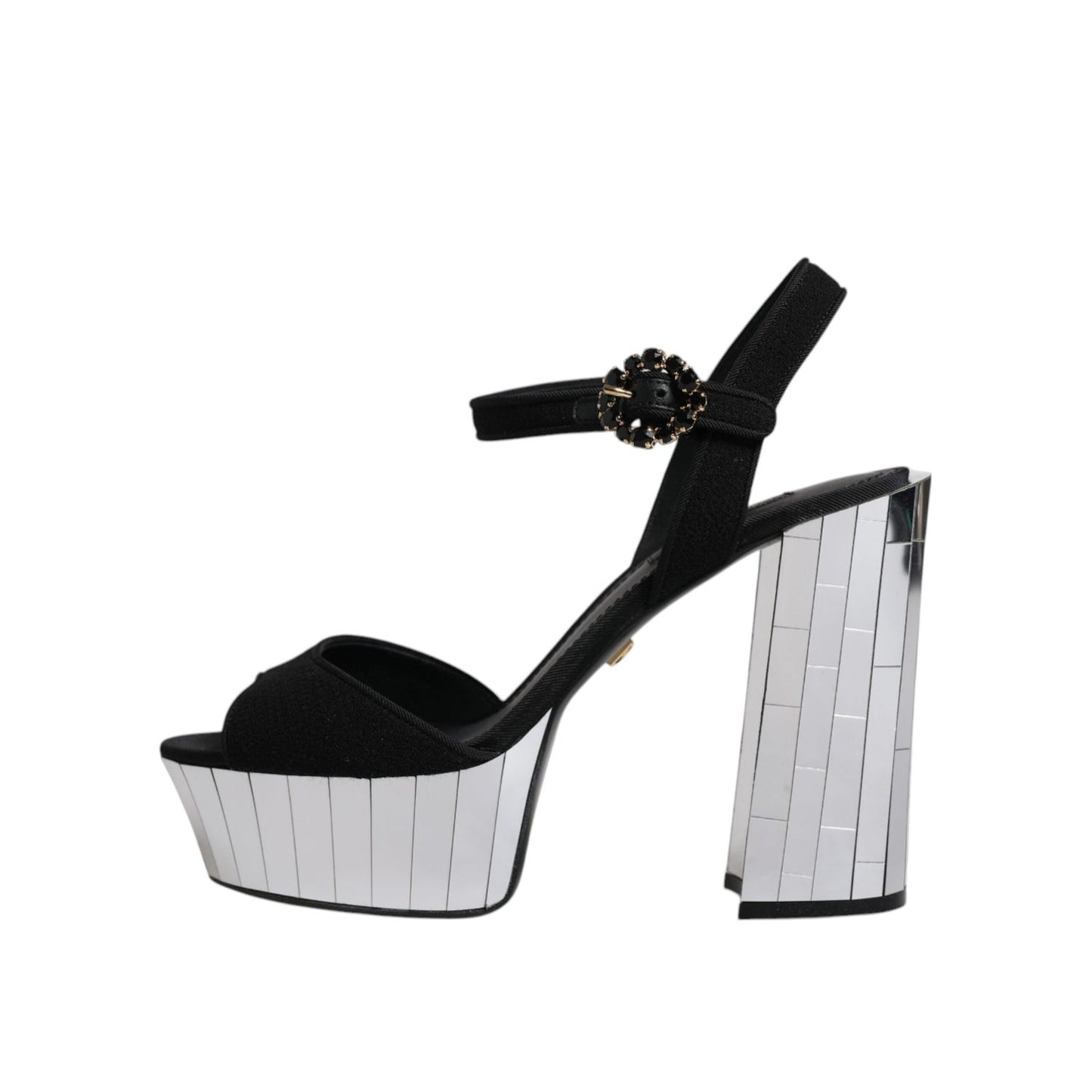 Dolce & Gabbana Black Mirror Heels Platform Sandals Shoes