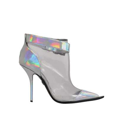Dolce & Gabbana Silver Iridescent Pointed Short Boots Shoes