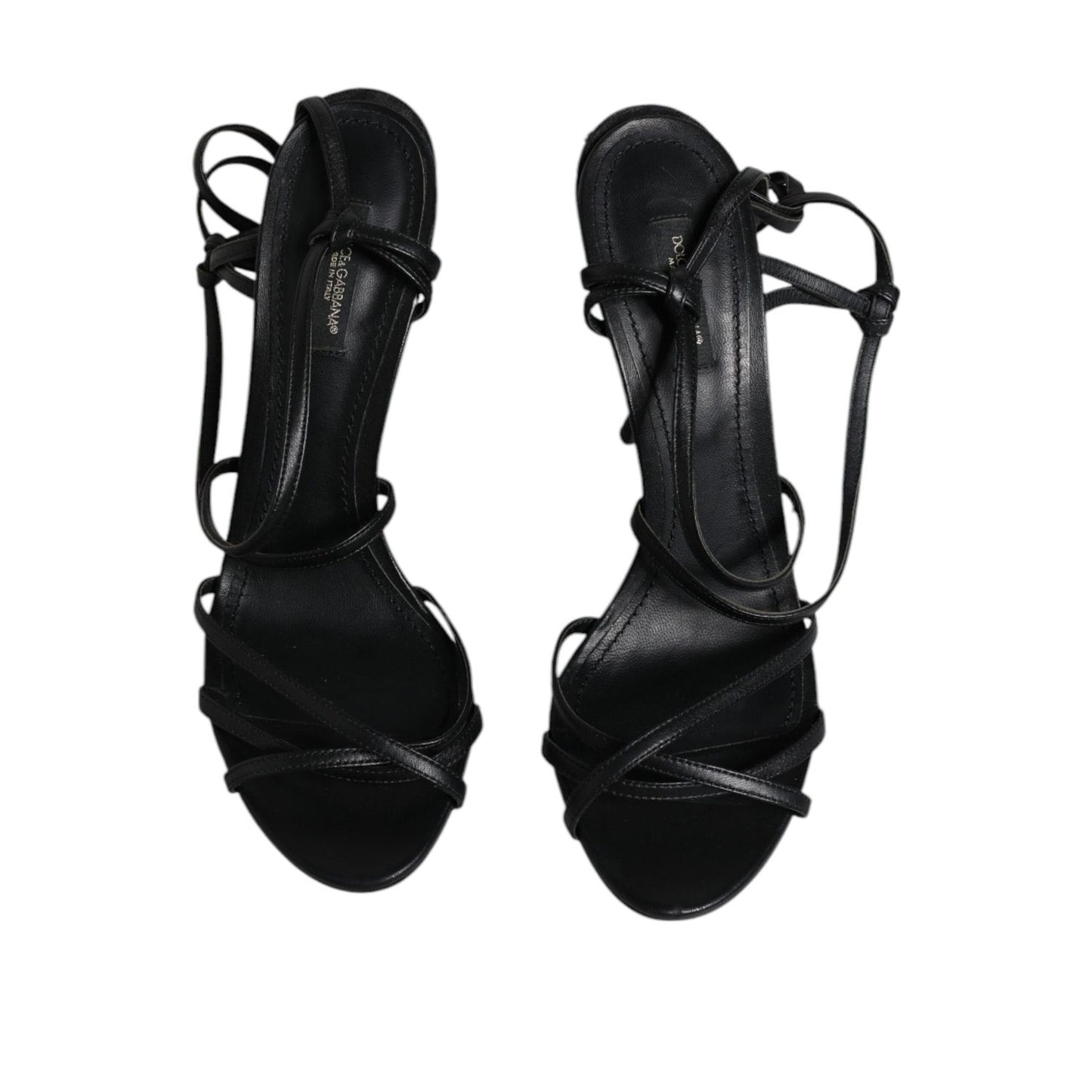 Dolce & Gabbana Black Leather High Heels Keira Sandals Shoes