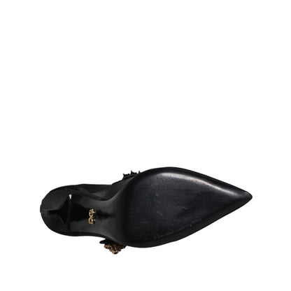 Dolce & Gabbana Black Mesh Mary Jane Crystal Heel Pump Shoes