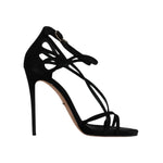 Dolce & Gabbana Black Suede Ankle Strap Heels Sandals Shoes