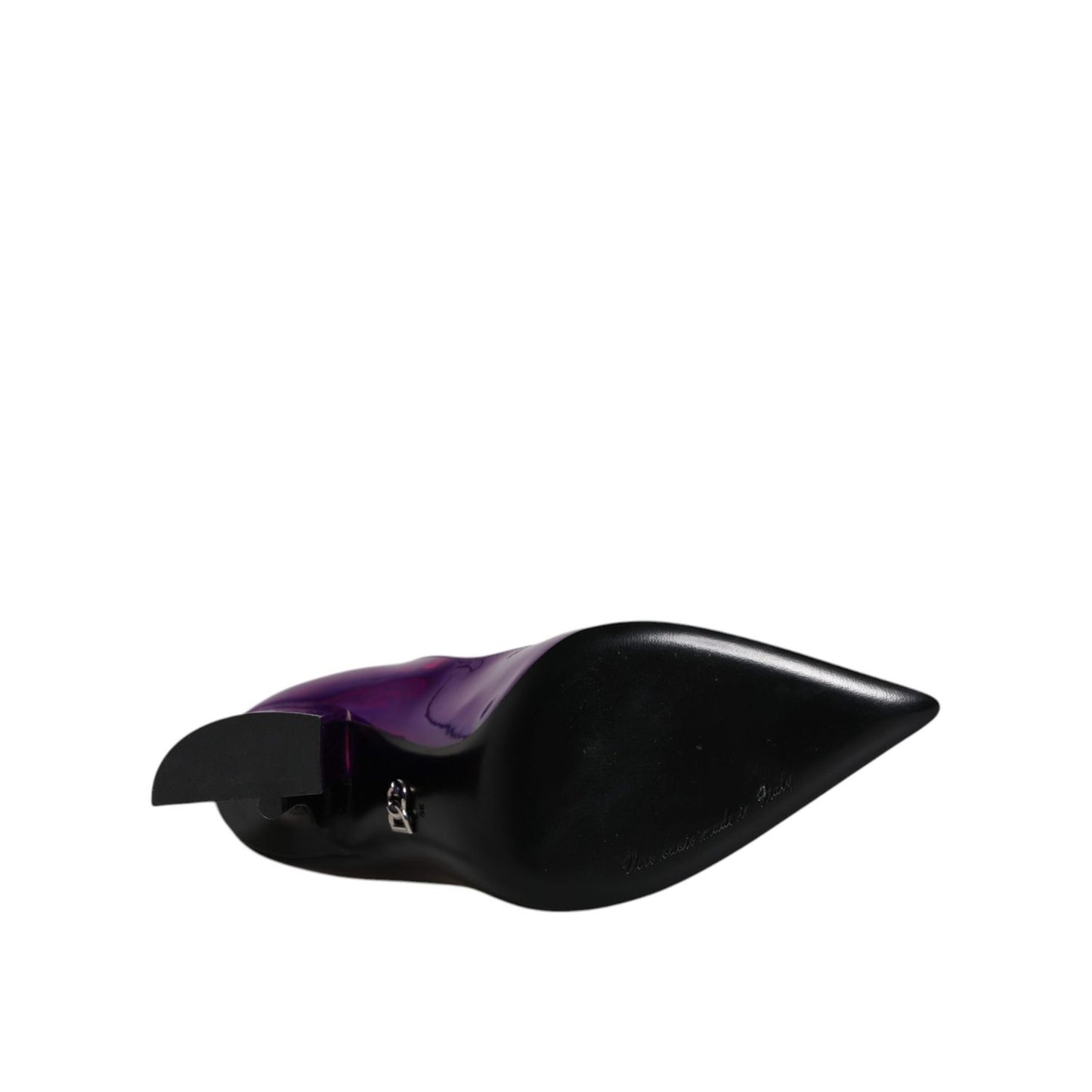 Dolce & Gabbana Purple Black Pointed Ankle Boots Shoes