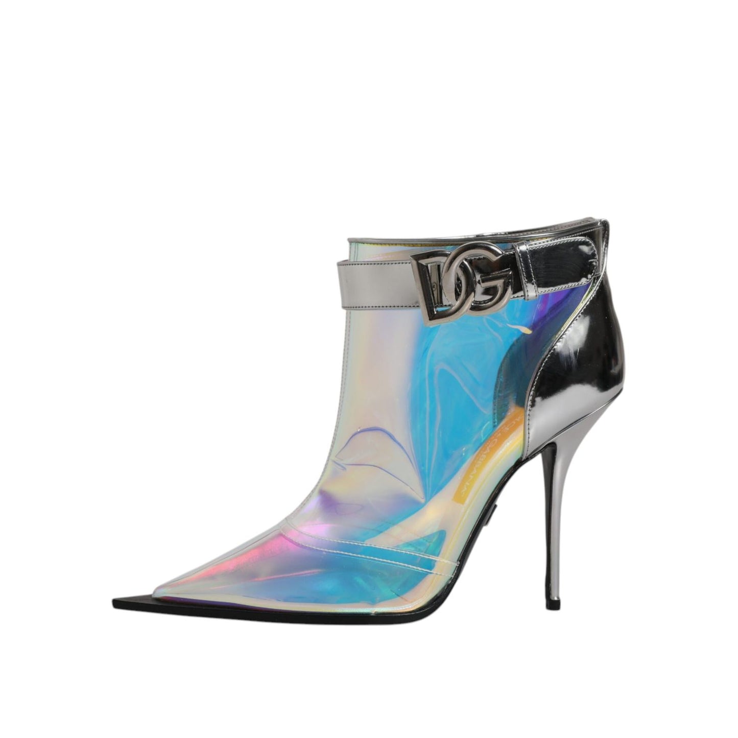 Dolce & Gabbana Shoes Silver Iridescent Pointed Short Boots