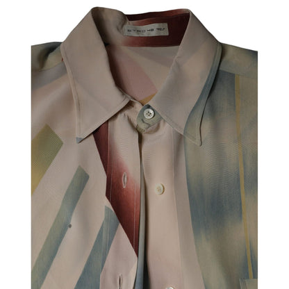 Etro Beige Printed Collared Buttoned Long Sleeves Blouse Top