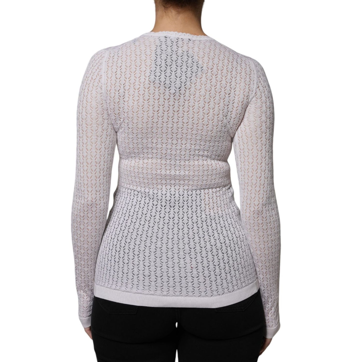 Dolce & Gabbana White Silk Button Down Cardigan Sweater