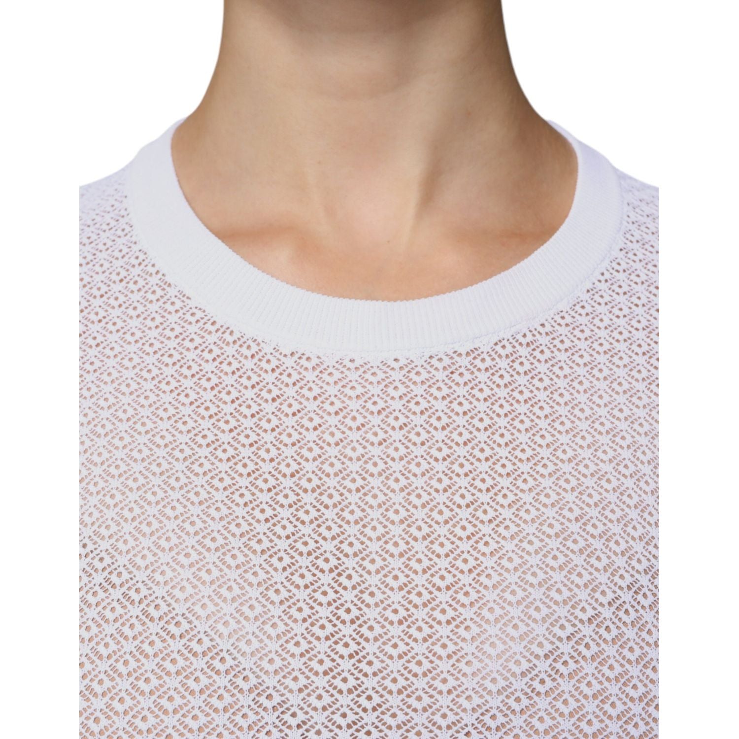 Dolce & Gabbana White Mesh See Through Long Sleeves Top
