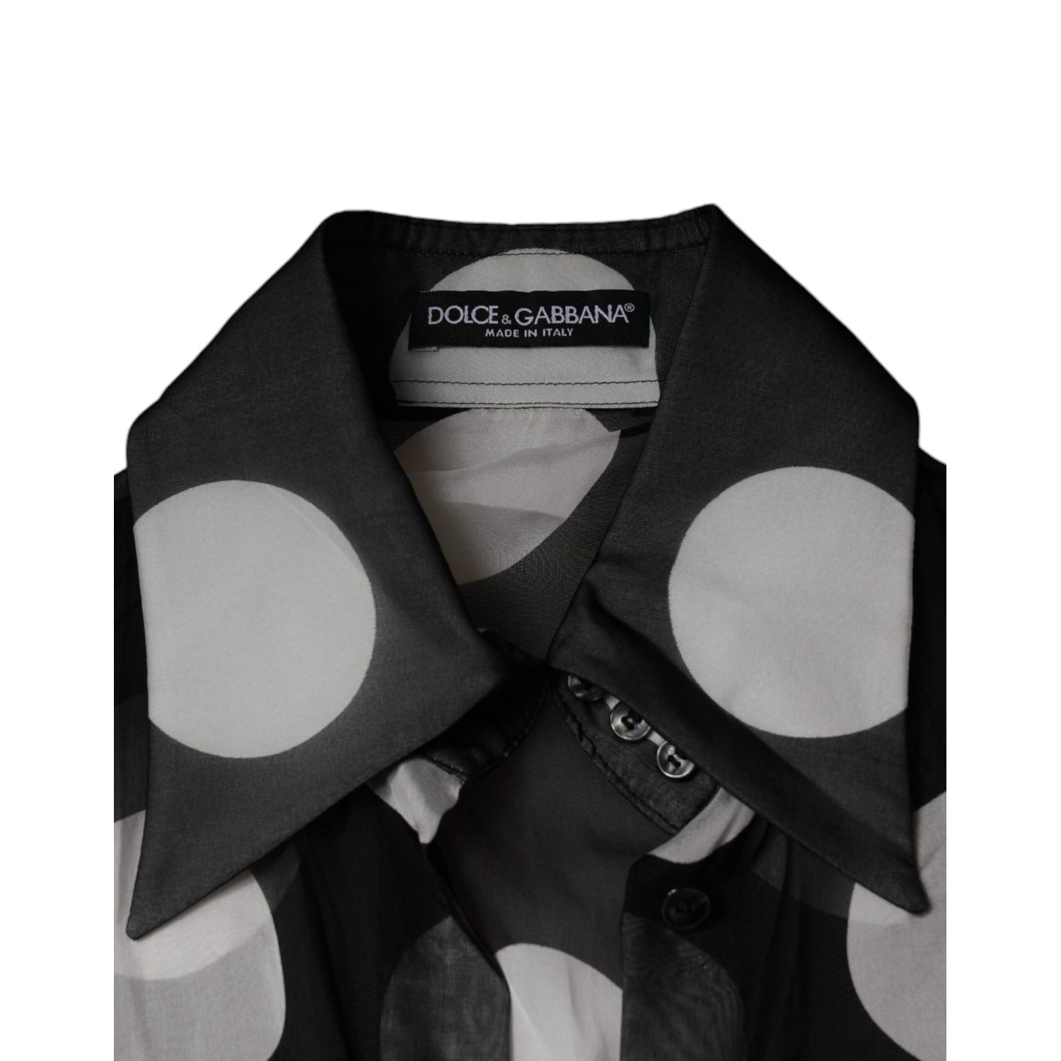 Dolce & Gabbana Black White Polka Dots Silk Long Sleeves Top
