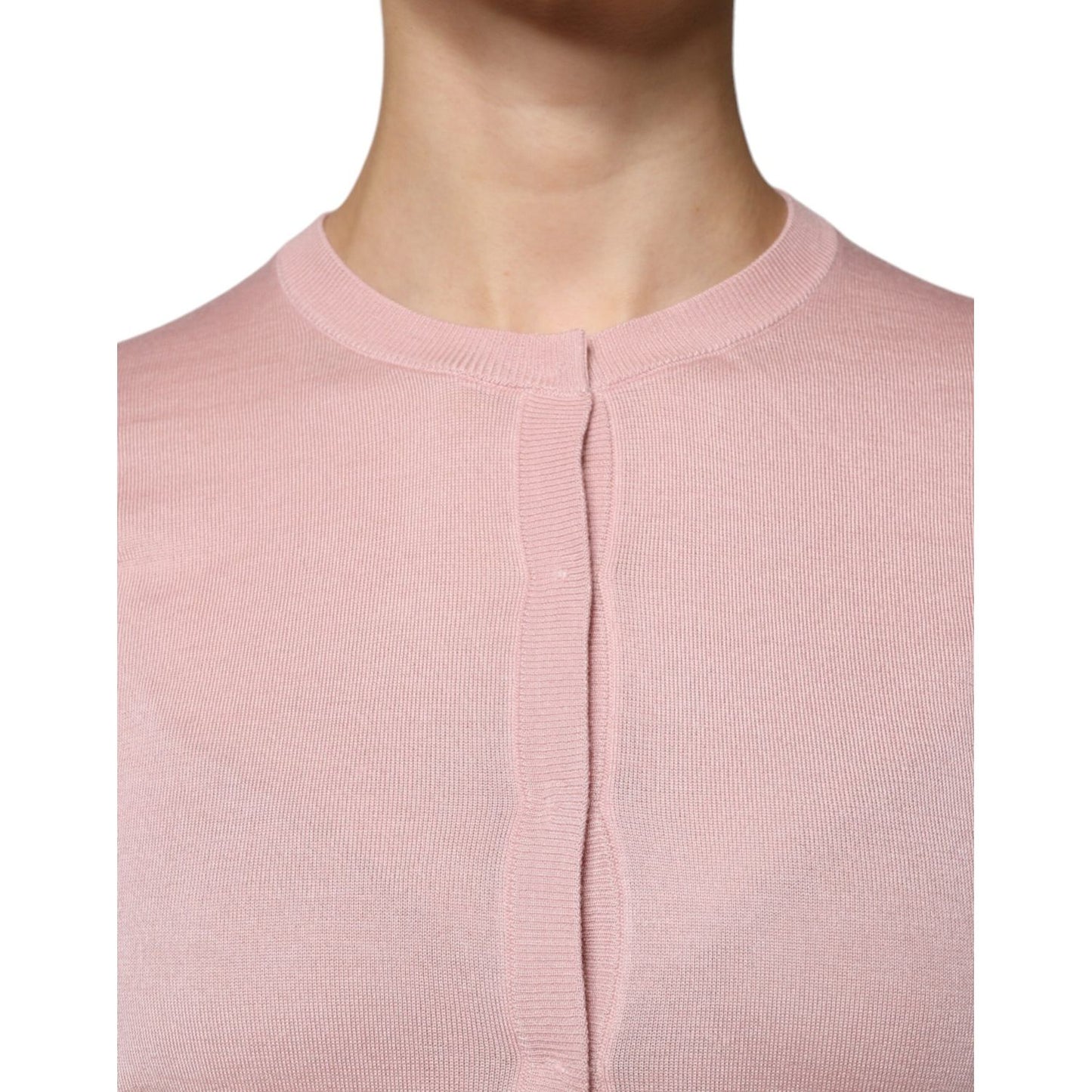 Dolce & Gabbana Pink Wool Knit Button Down Cardigan Sweater