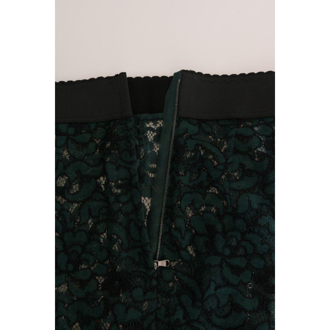 Dolce & Gabbana Green Floral Lace Leggings Pants