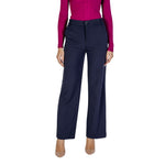 Street One Blue Viscose Pant on a model, featuring cigarette cut and mid-rise waist for a versatile and elegant look.