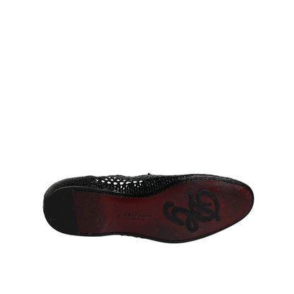 Dolce & Gabbana Black Woven Leather Slip On Loafers Shoes