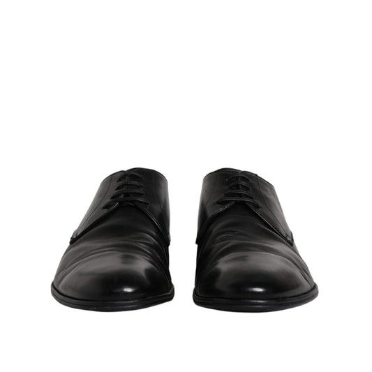 Dolce & Gabbana Black Patent Leather Derby Men Dress Shoes