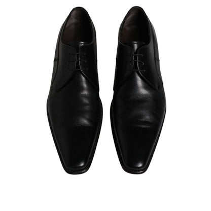 Dolce & Gabbana Black Leather Derby Men Formal Dress Shoes