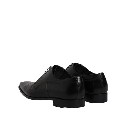 Dolce & Gabbana Black Leather Derby Men Formal Dress Shoes