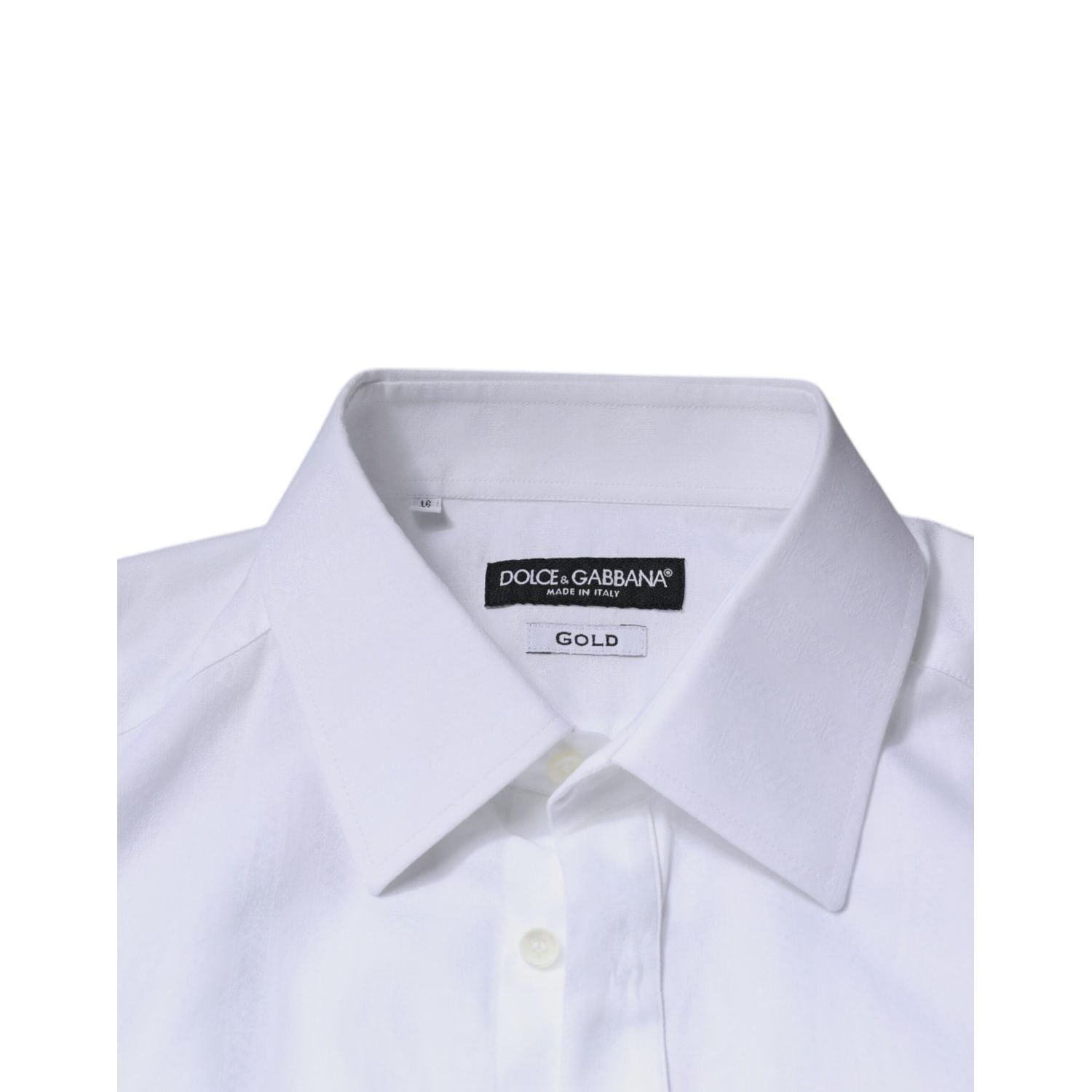 Dolce & Gabbana White Cotton Slim Fit Formal GOLD Dress Shirt