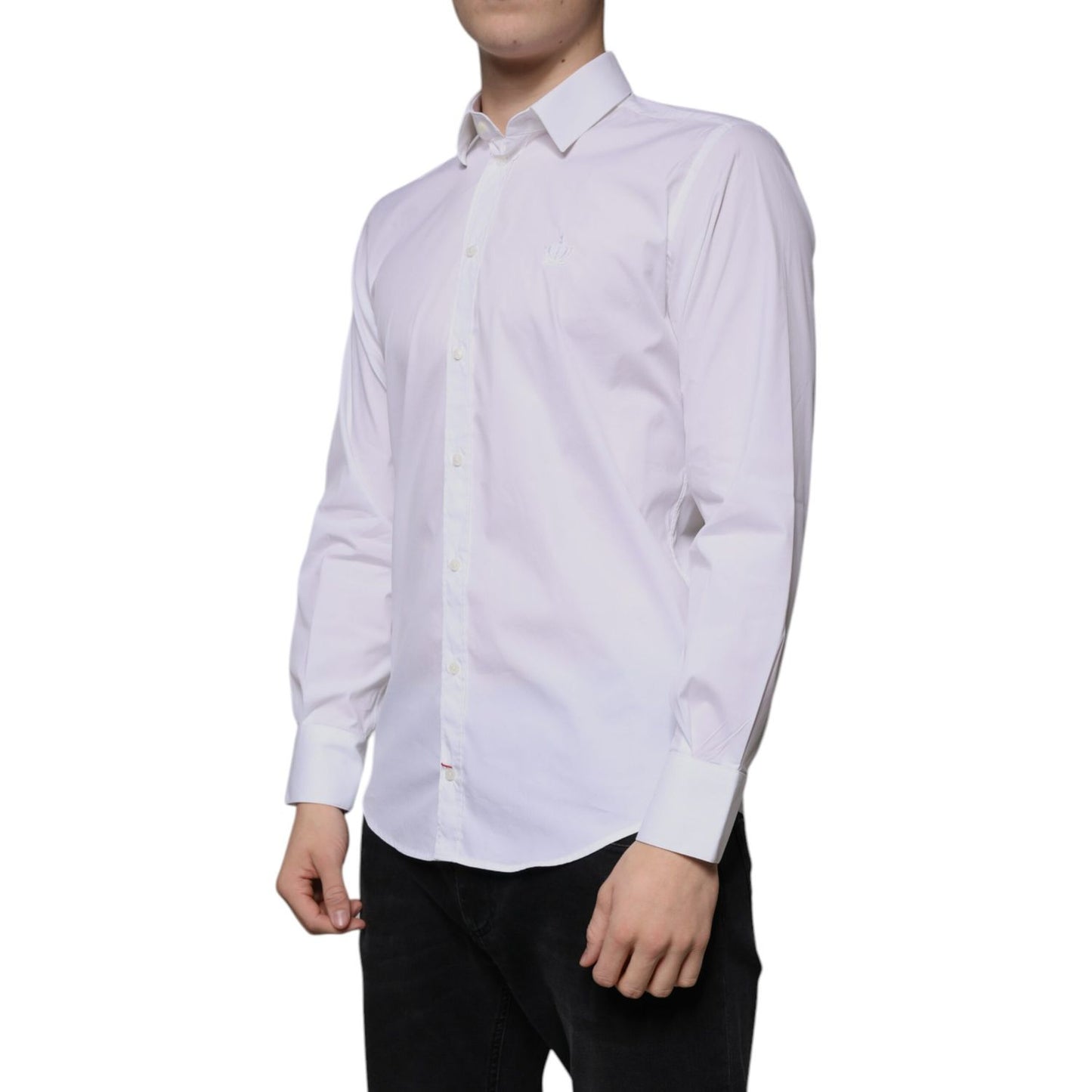 Dolce & Gabbana White Cotton Blend Men MARTINI Dress Shirt