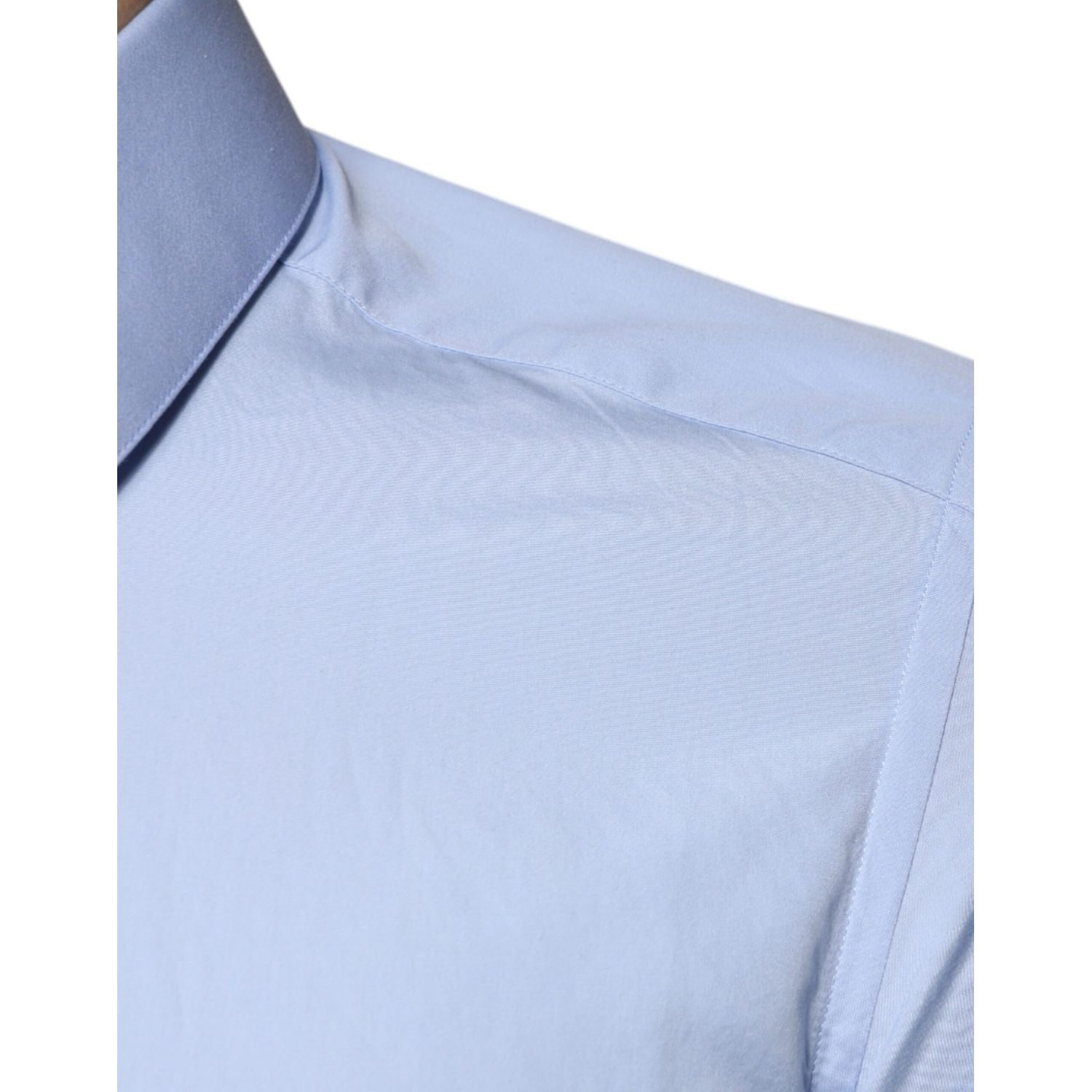 Dolce & Gabbana Light Blue Cotton Slim Fit GOLD Dress Shirt