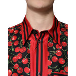 Dolce & Gabbana Black Cherry Silk Button Down Casual Shirt