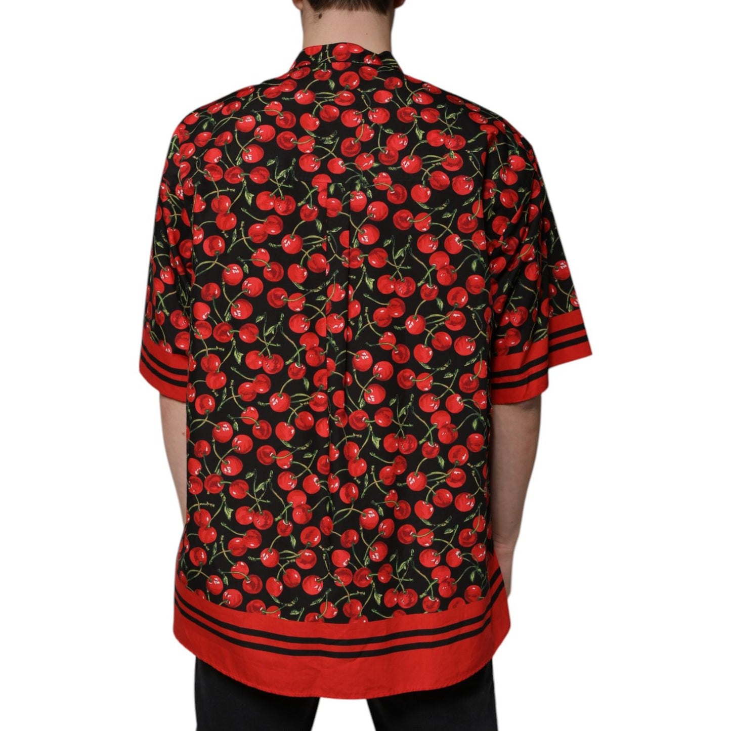 Dolce & Gabbana Black Cherry Cotton Button Down Casual Shirt