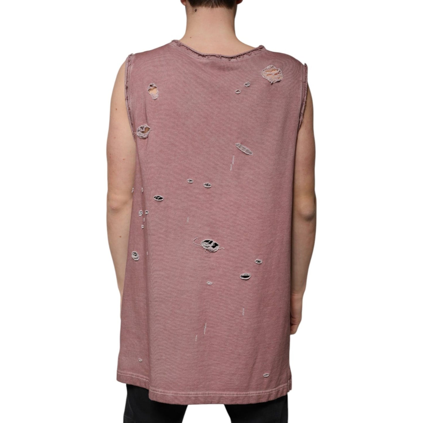 Dolce & Gabbana Brown Cotton Round Neck Sleeveless T-shirt