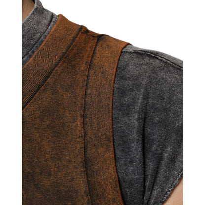 Dolce & Gabbana Brown Cotton Crew Neck Sleeveless T-shirt