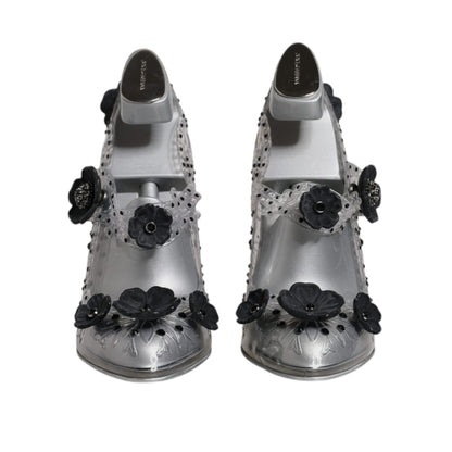 Dolce & Gabbana Clear Floral Crystal CINDERELLA Heels Shoes
