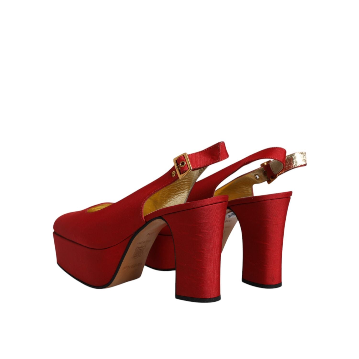 Dolce & Gabbana Red Platform Slingback Heels Sandals Shoes