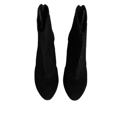 Dolce & Gabbana Black Mesh Stiletto Heels Ankle Boots Shoes