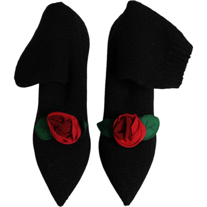 Dolce & Gabbana Black Stiletto Heels Mid Calf Boots Shoes Dolce & Gabbana