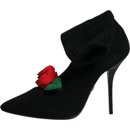 Dolce & Gabbana Black Stiletto Heels Mid Calf Boots Shoes Dolce & Gabbana