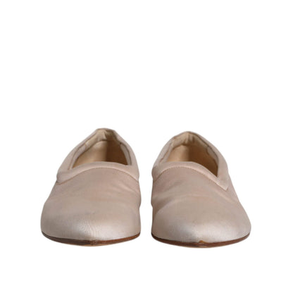 Dolce & Gabbana Beige Fabric Slip On Ballerina Flats Shoes