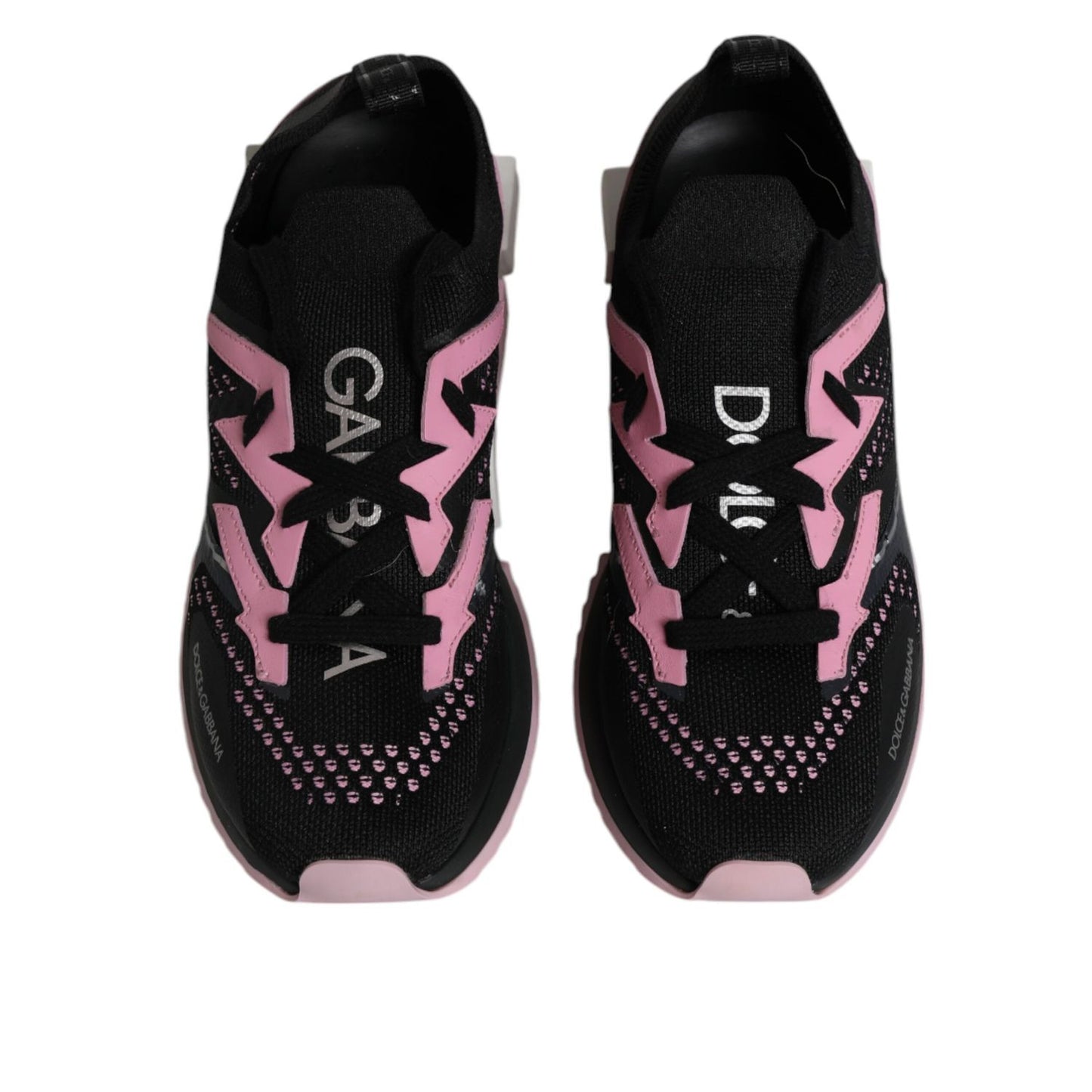 Dolce & Gabbana Black Pink SORRENTO Sport Stretch Sneakers Shoes