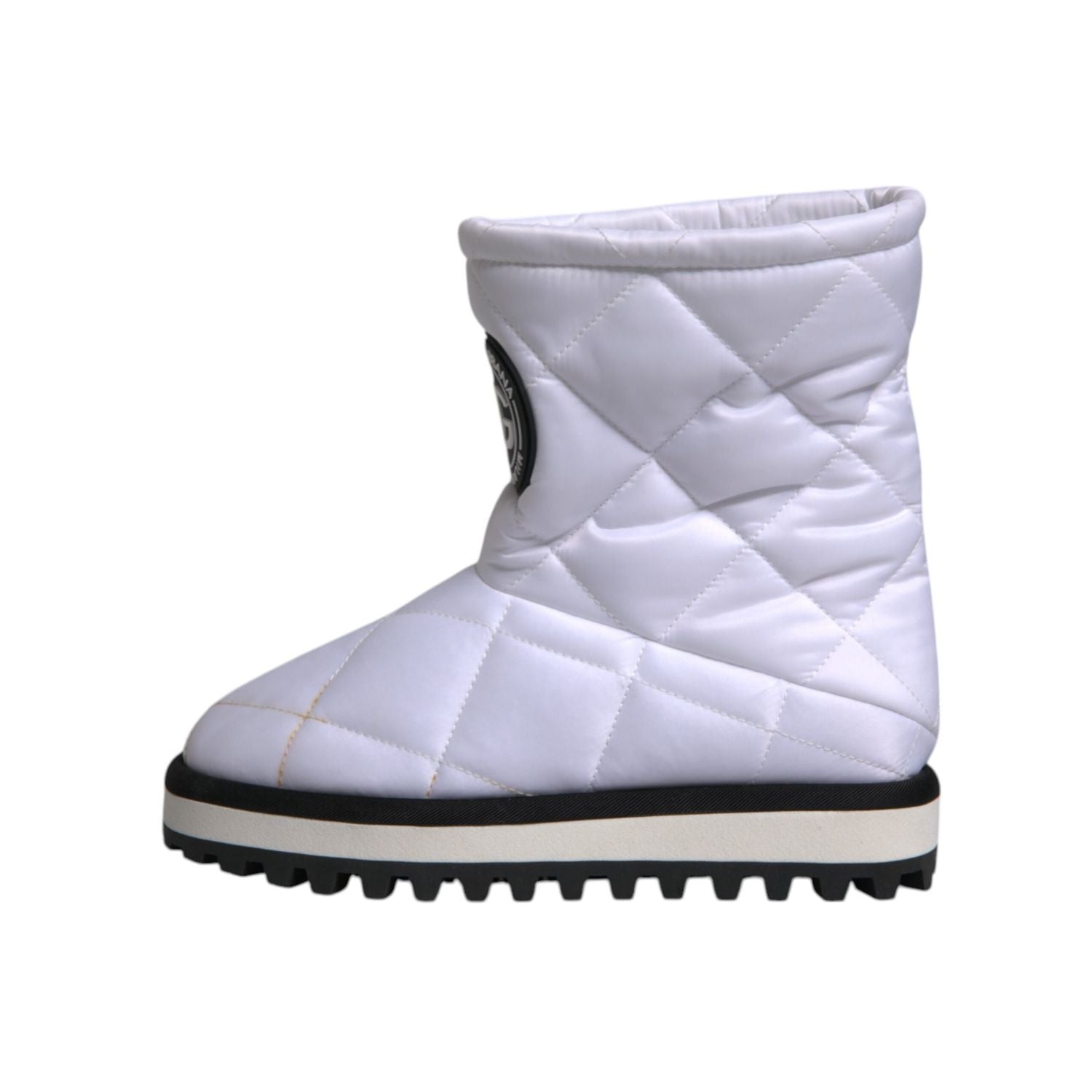 Dolce & Gabbana White Viscose Padded Mid Calf Boots Shoes