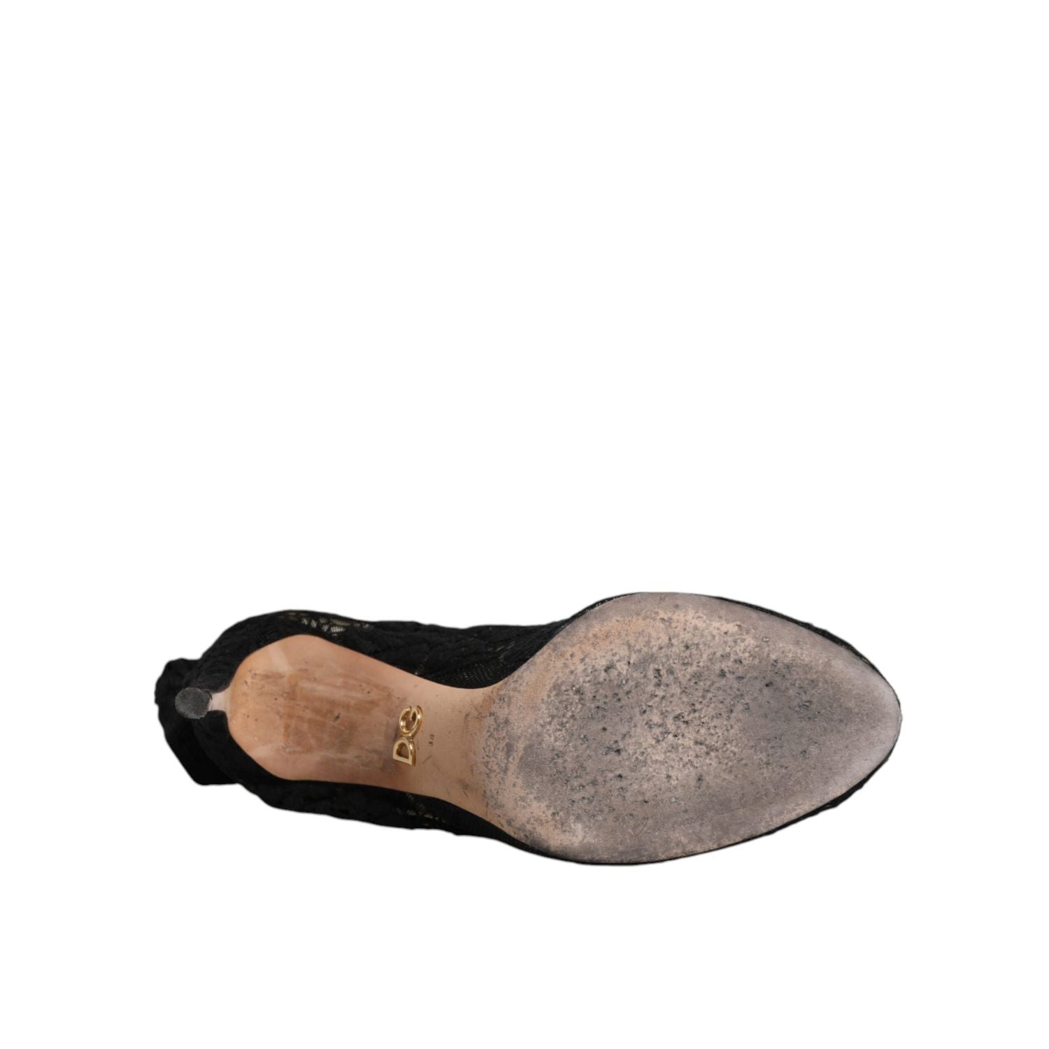 Dolce & Gabbana Black Lace Stretch Heels Mid Calf Boots Shoes