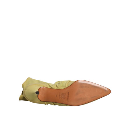 Dolce & Gabbana Green Sock Style Heels Ankle Boots Shoes