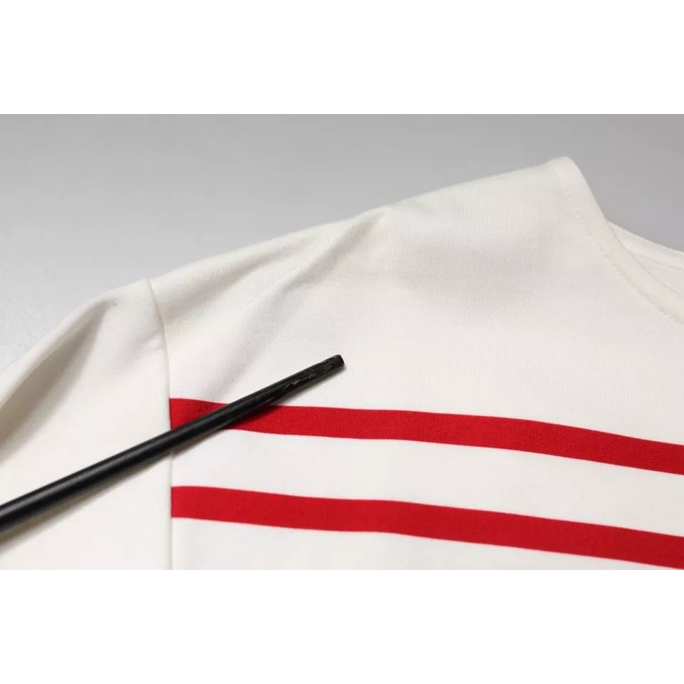Dolce & Gabbana White Red Stripes Cotton Long Sleeves Top