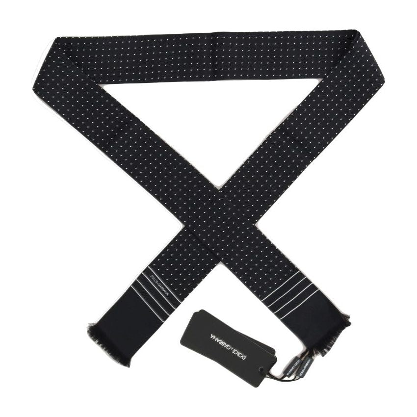 Dolce & Gabbana Dark Blue Polka Dotted Silk Scarf