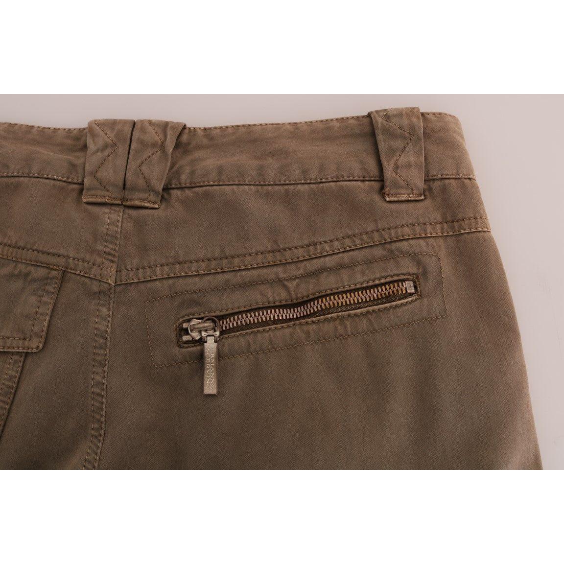Ermanno Scervino Brown Cotton Casual Slim Fit Pants