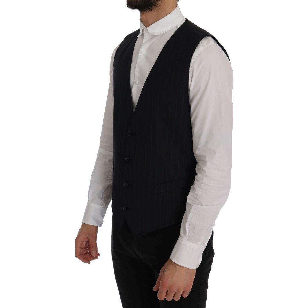 Dolce & Gabbana Blue Wool Stretch Vest