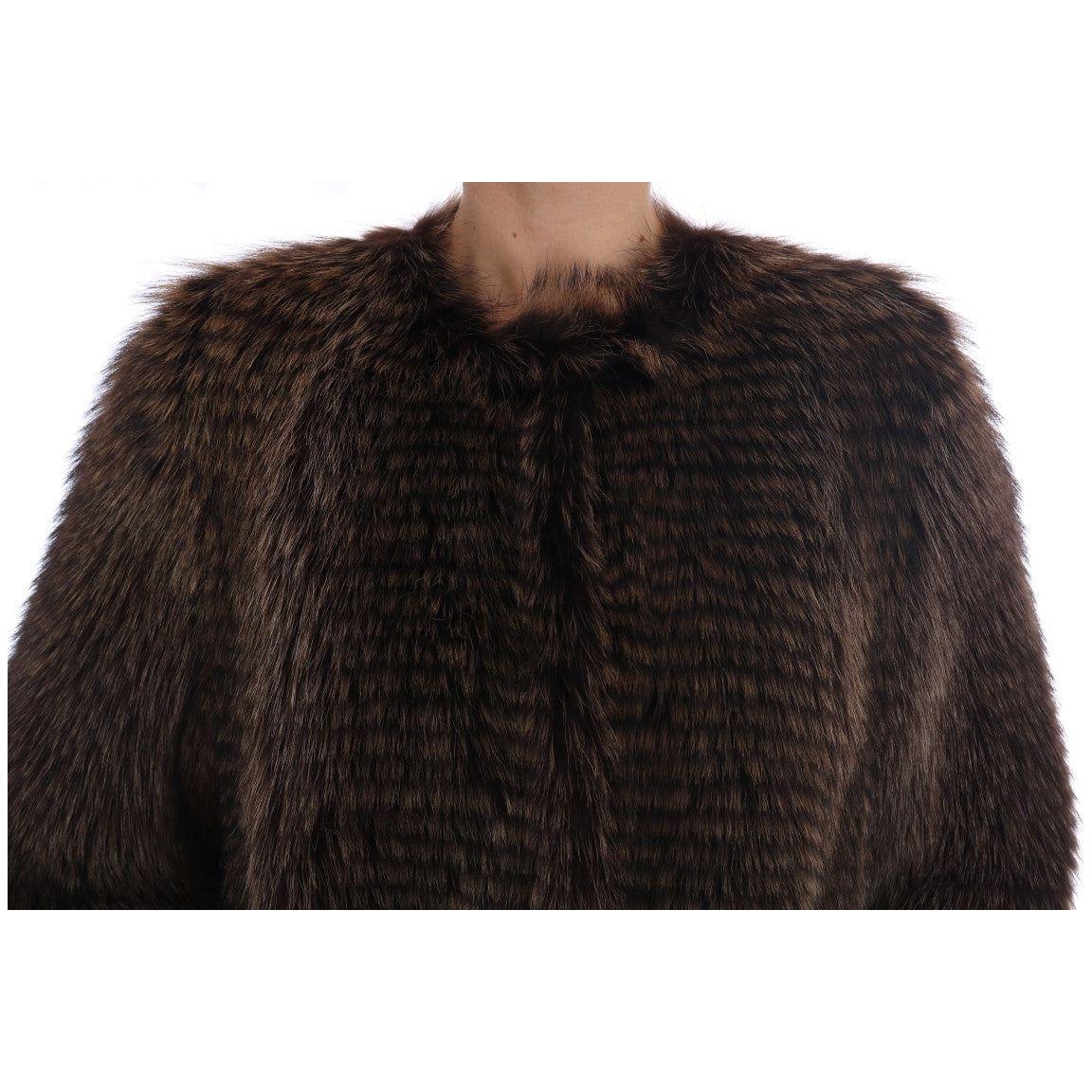 Dolce & Gabbana Brown Raccoon Fur Coat Jacket