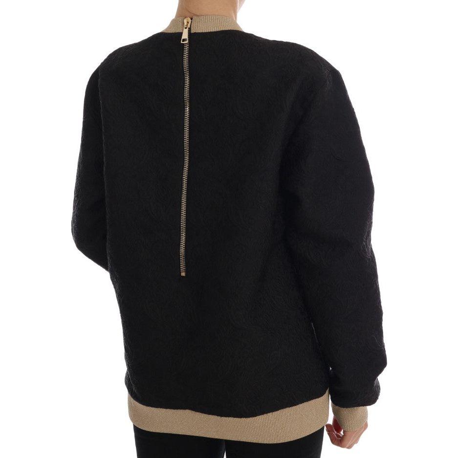 Dolce & Gabbana Black Fairy Tale Brocade Zipper Sweater