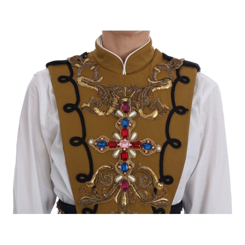 Dolce & Gabbana Yellow Crystal Cross Vest Jacket