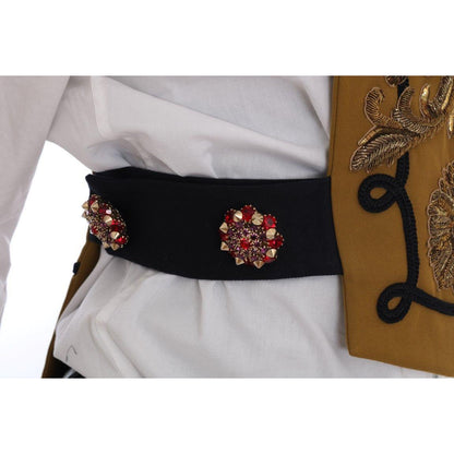 Dolce & Gabbana Yellow Crystal Cross Vest Jacket Vest Jacket