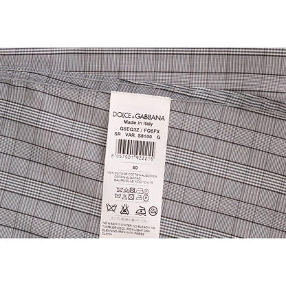 Dolce & Gabbana Gray Check GOLD Cotton Slim Fit Shirt