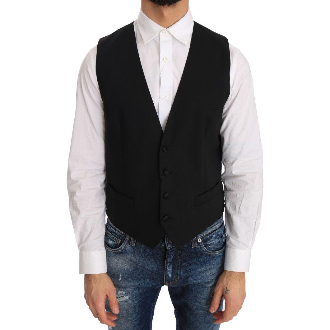 Dolce & Gabbana Black Wool Silk Vest