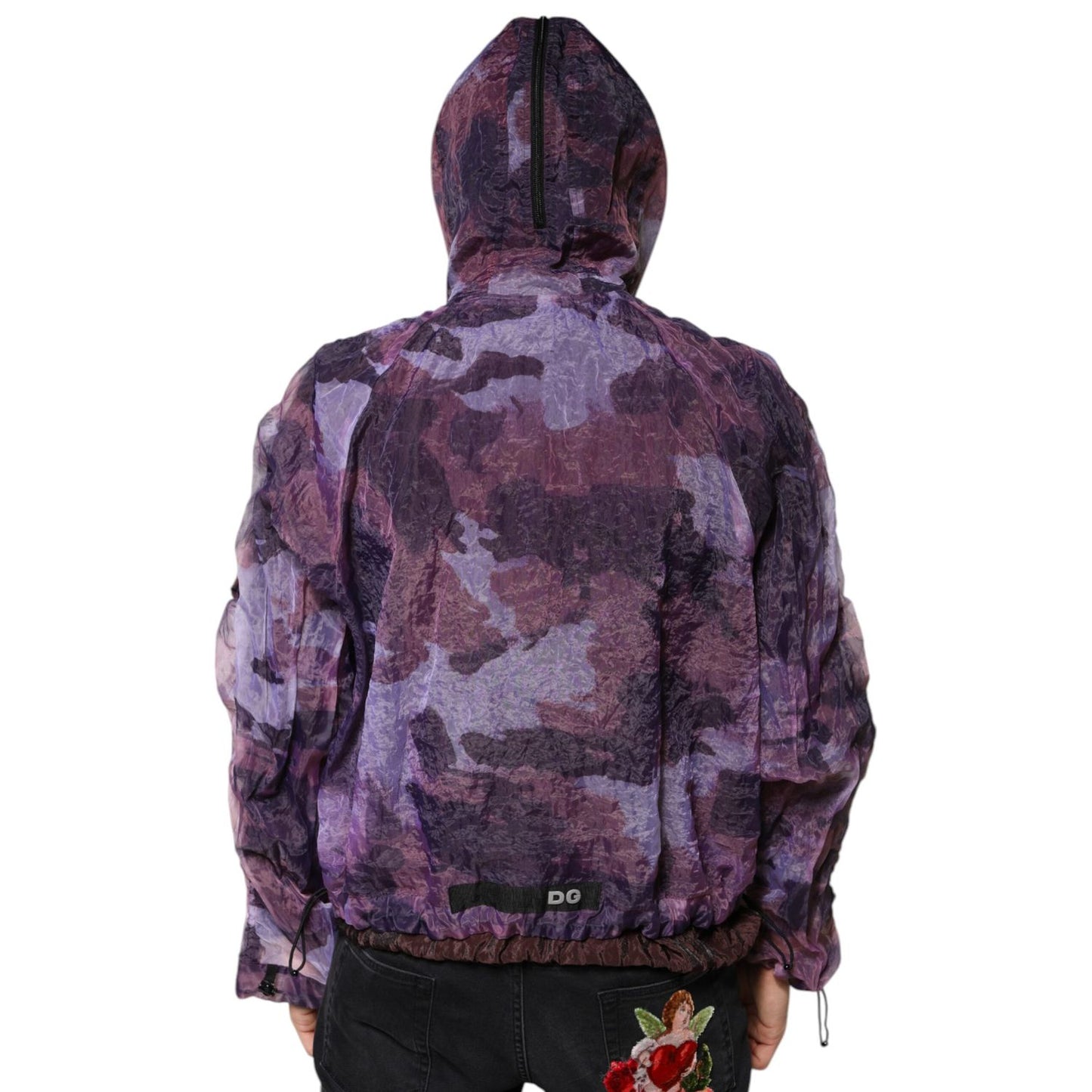 Dolce & Gabbana Purple Camouflage Hooded Men Blouson Jacket