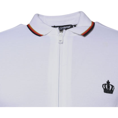 Dolce & Gabbana White Crown Men Full Zip Sweatshirt Sweater Dolce & Gabbana