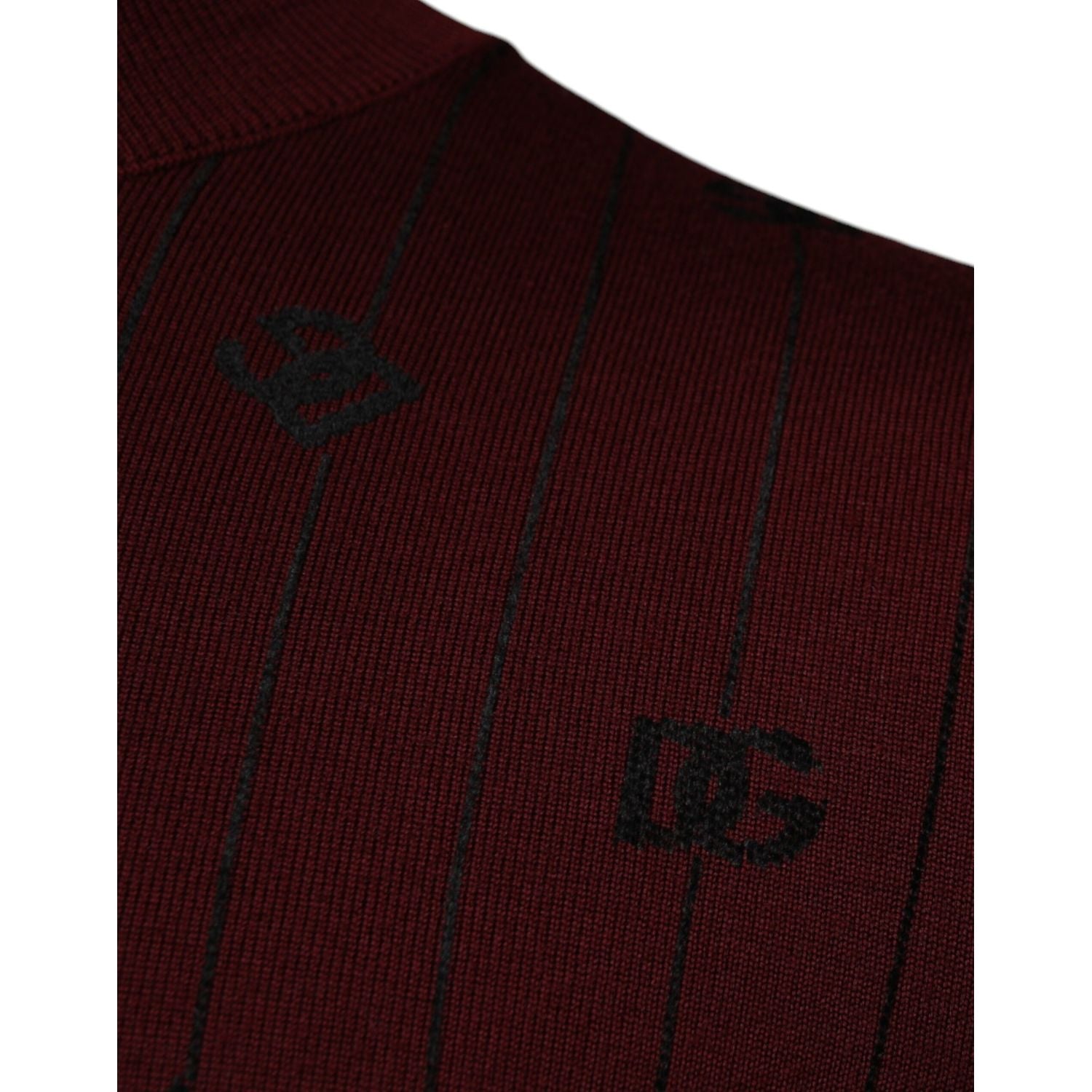 Dolce & Gabbana Maroon Monogram Turtleneck Pullover Sweater