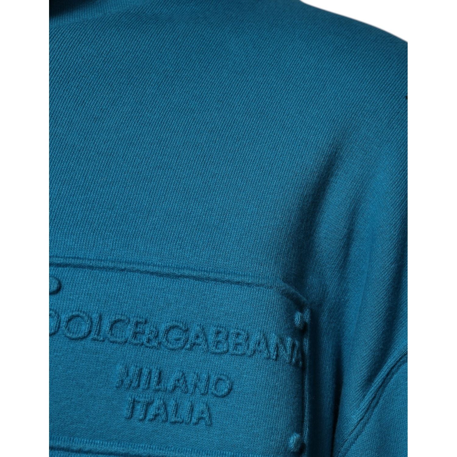 Dolce & Gabbana Blue Logo Cotton Hooded Sweatshirt Sweater